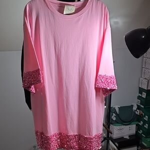 Fantastic Fawn Pink Sequin-Trim Dress